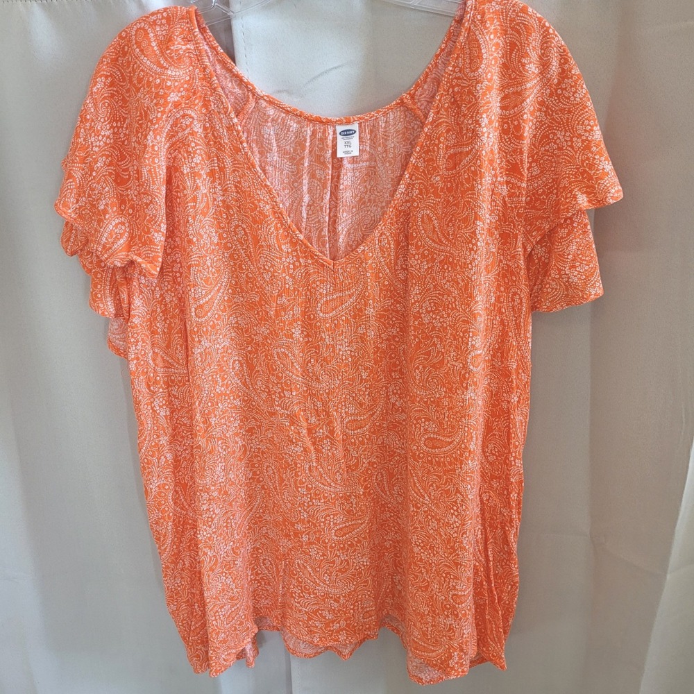 Old Navy Womens Top XXL Paisley Tiered Boho Peasant Summer Hippie Coastal 21732